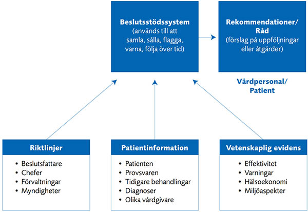 Beslutsstödssystem, rekommendationer/råd, riktlinjer, patientinformation, vetenskaplig evidens