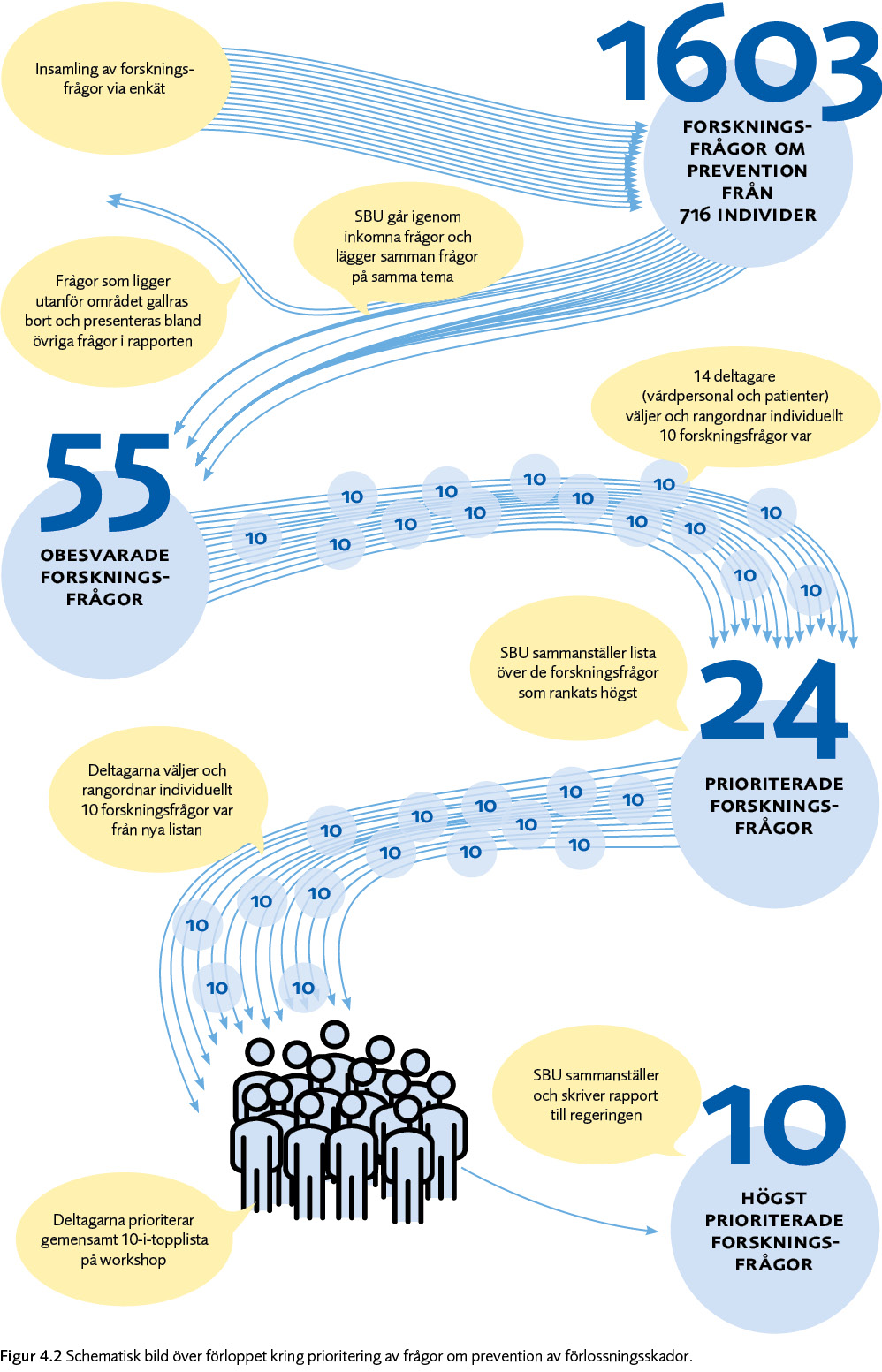 Figur 4.2. Schematisk bild över förloppet kring prioritering av frågor om prevention av förlossningsskador.