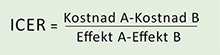 ICER = Kostnad A–Kostnad B / Effekt A–Effekt B