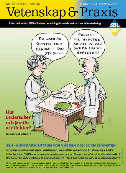 Omslag SBU:s tidning vetenskap och praxis temanummer socialtjänst 2023