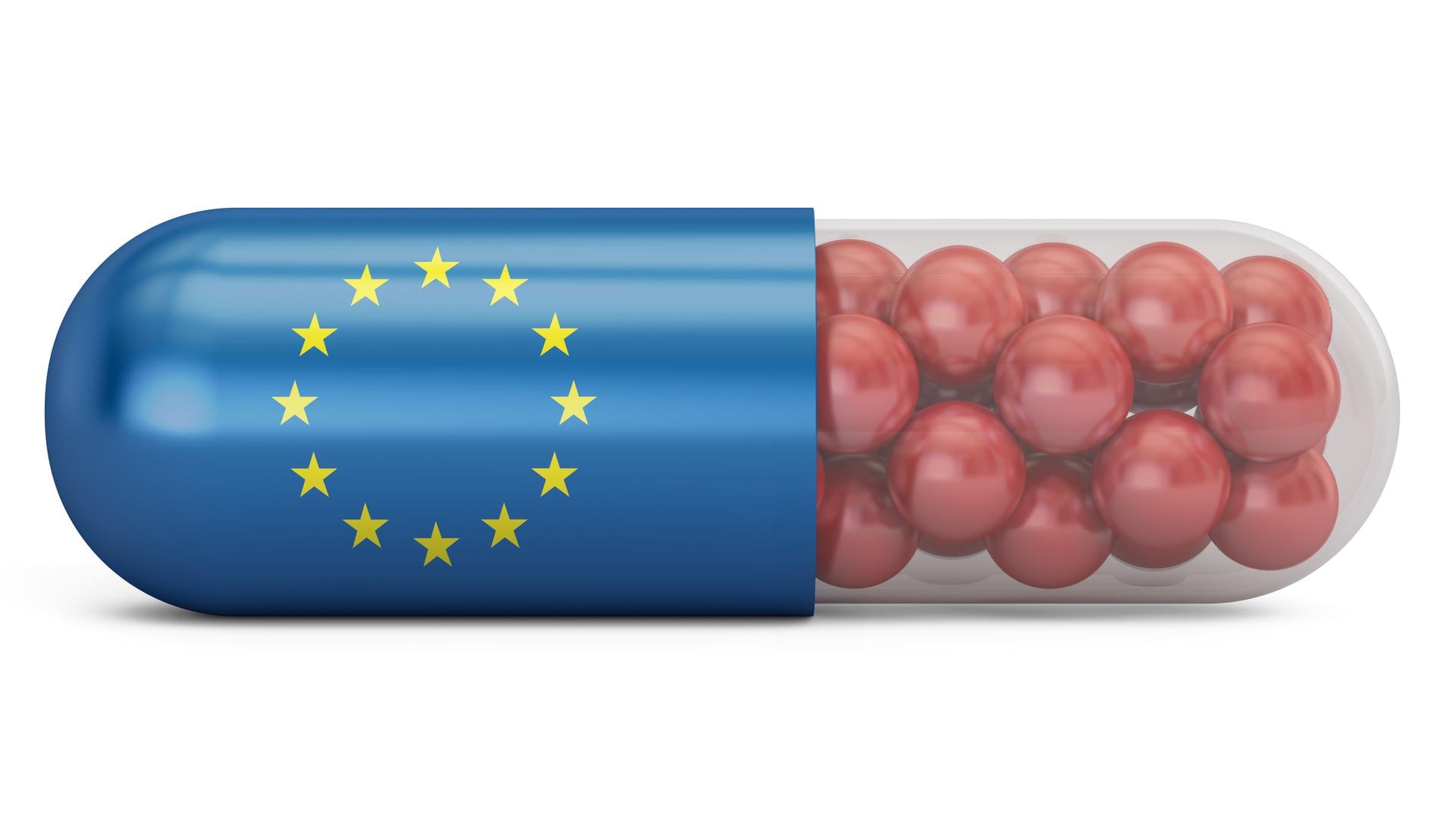 Ett piller med en flagga från Europeiska unionen på.